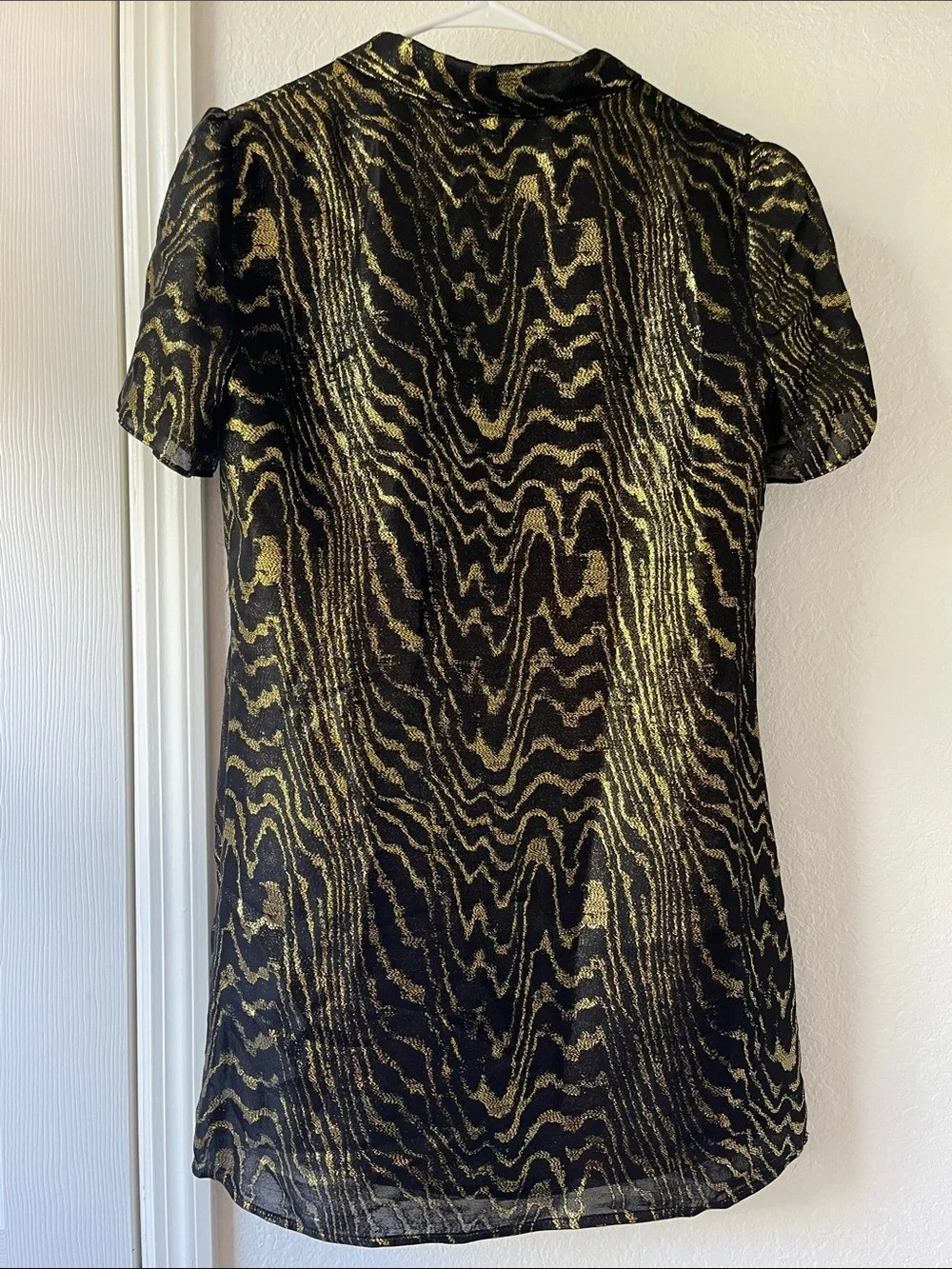 Michael Kors Black Tunic with Gold Wave Pattern